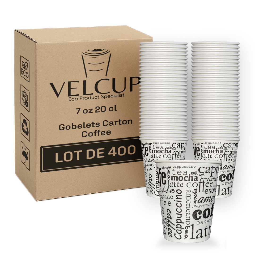 VELCUP 400-Pack 7 oz Disposable Paper Coffee Cups